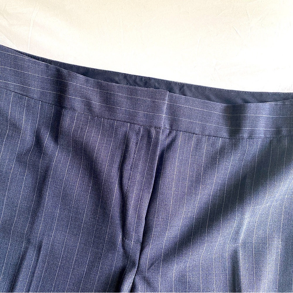 JONES NEW YORK NAVY WOOL BLEND PINSTRIPE WIDE LEG PANTS CAREER Blue 12 - Picture 5 of 7